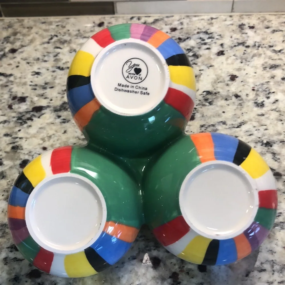Beautiful Multi Colored Trio Serving Bowl Set